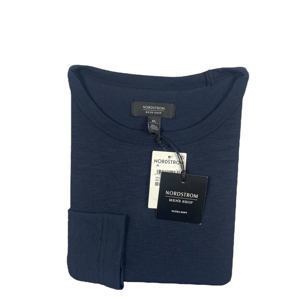 Nordstrom Mens Shop Navy Blue Performance Modal Polyester LS Shirt XL NO430489MN